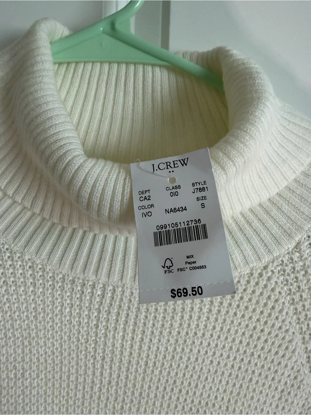 J. Crew Cream Turtleneck Sweater
